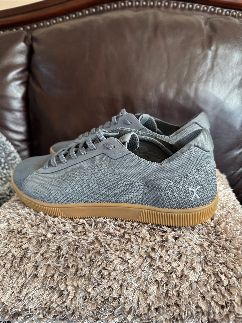 Men's Grey Knit Sneakers with Gum Outsole